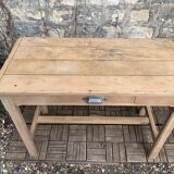 Art Deco farmhouse table in raw wood