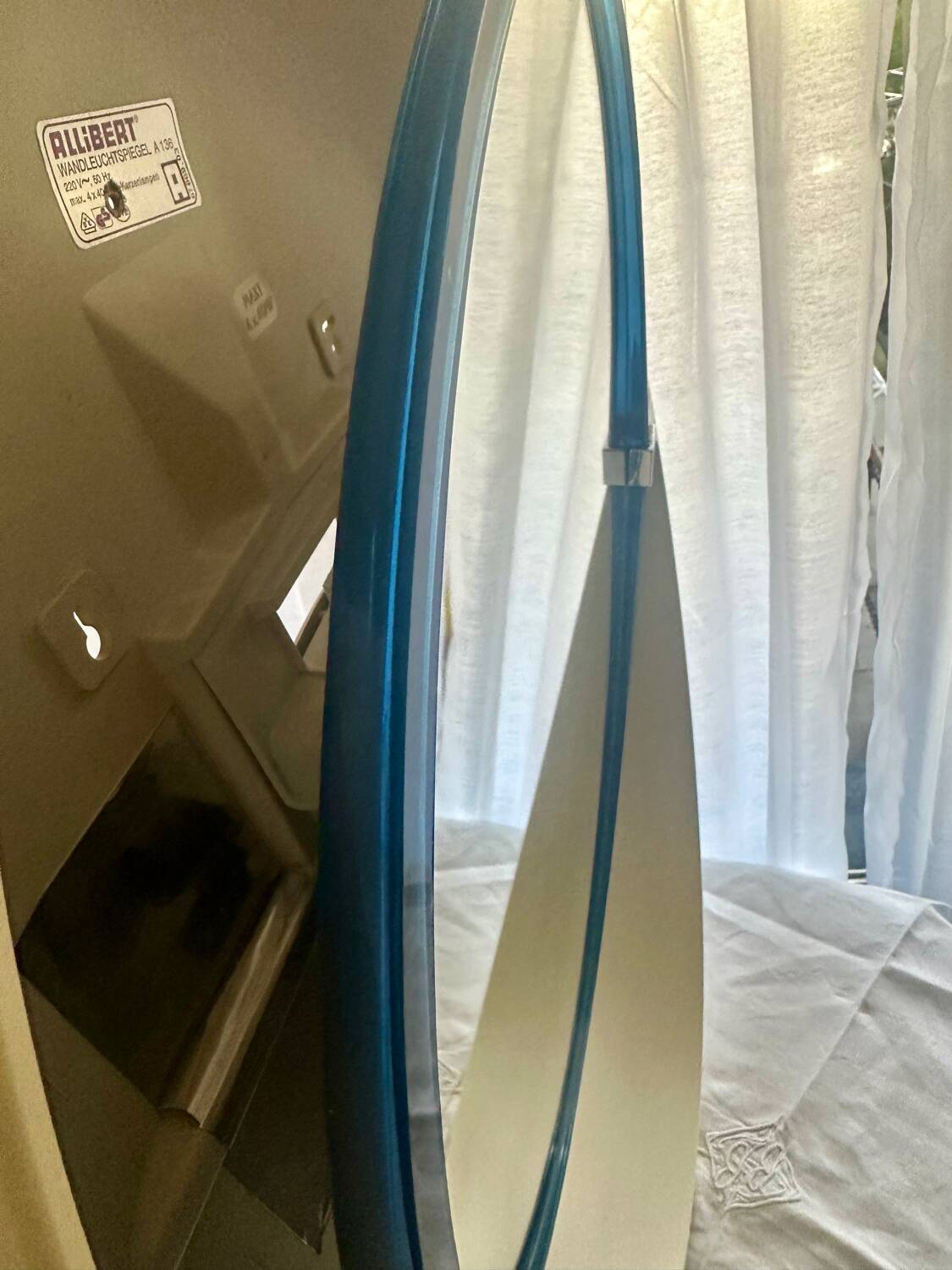 Large Oval Illuminated Swivelling Mirror Allibert A136 Vintage 70s Space A