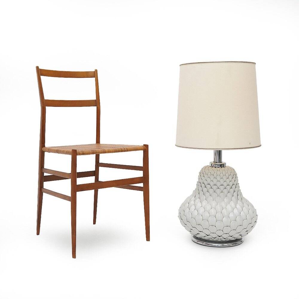 Artichoke table lamp in white ceramic, 1970s