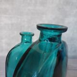 Flacons bouteilles verre gravé bleu