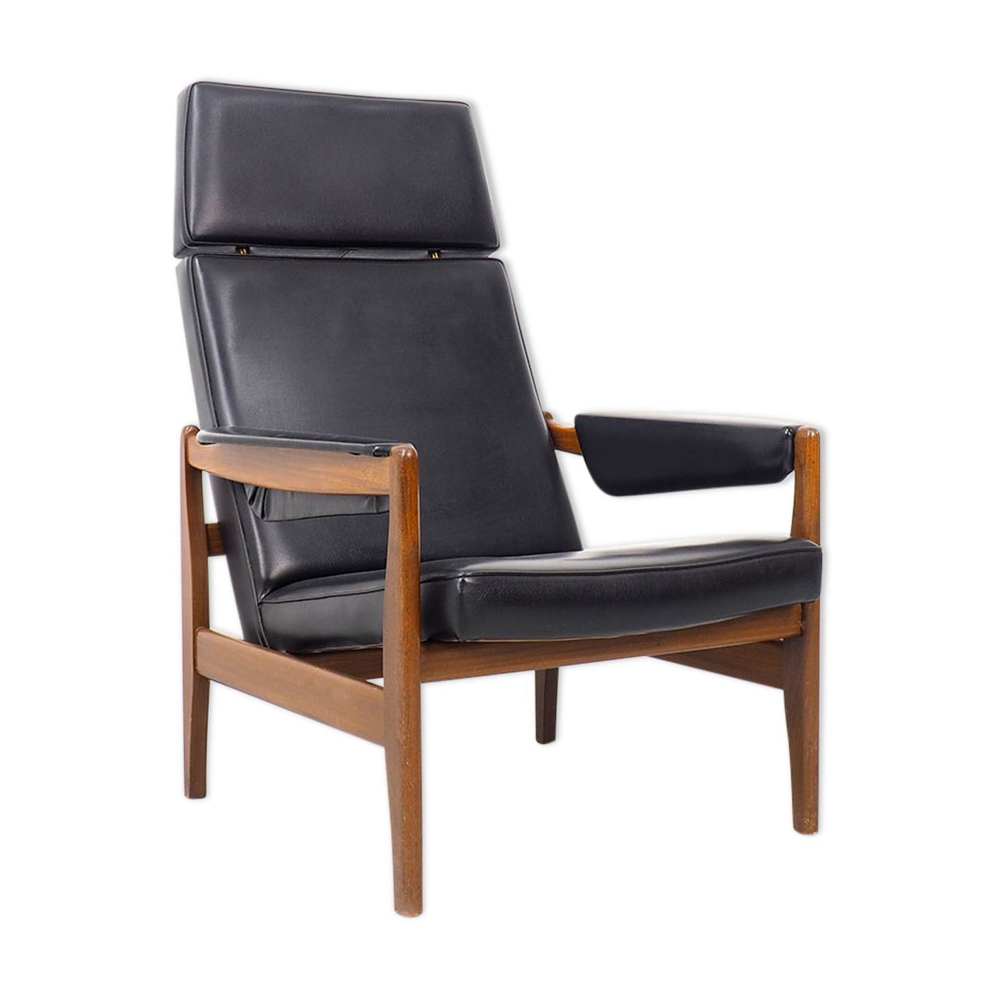 Vintage Dutch Teak High Back Chair, 1960s
