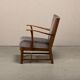 Fritz Hansen Armchair in stained beech wood and warm Grey Mohair, 1940s