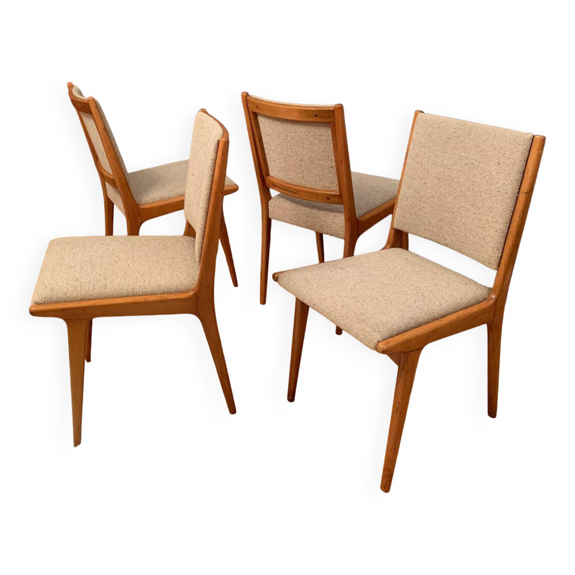 Set of four Cane Back chairs designed by Jens Risom, JO Carlssons, Sweden, 1950s
