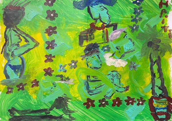 Art vaudou Blanc Haïti acrylique Vaudun Art Brut animisme