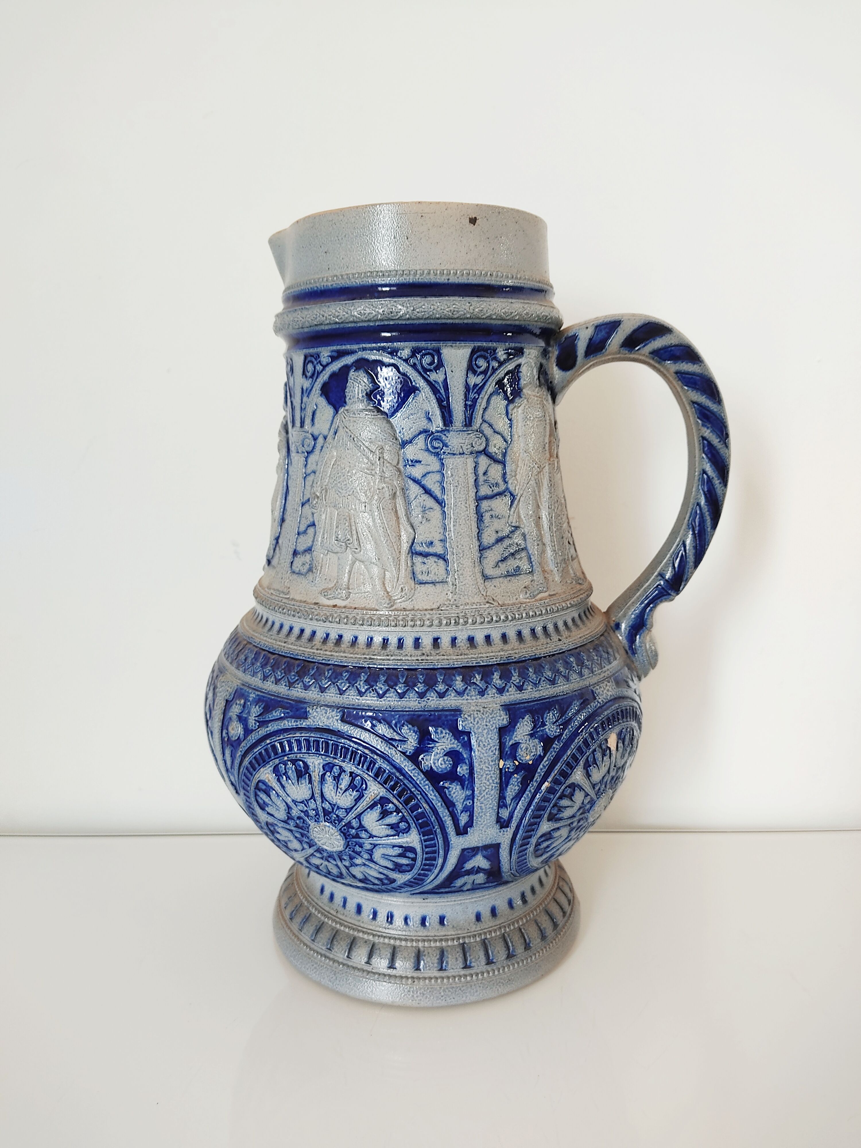 German sandstone jug decoration medieval kings