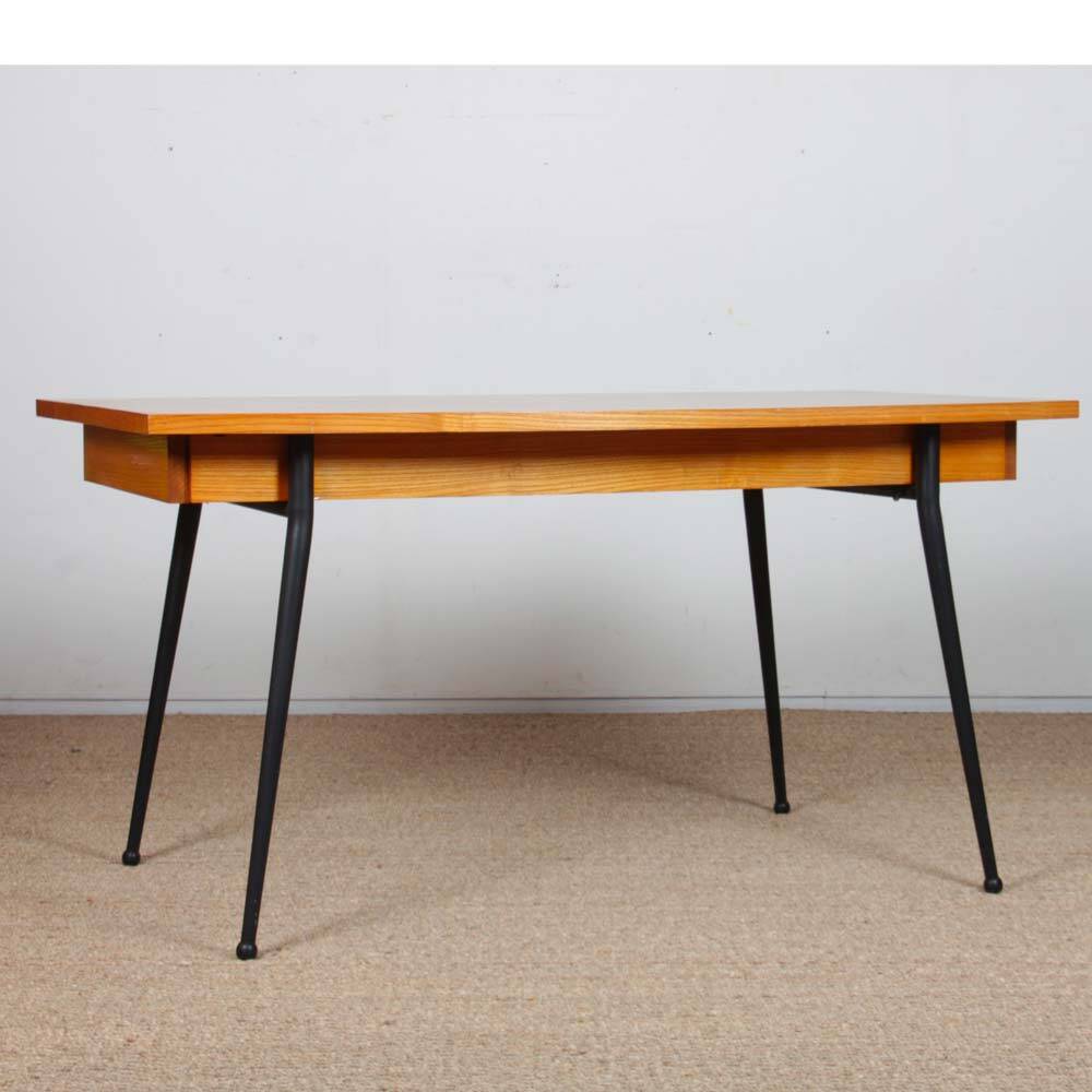 Table de repas en chêne et métal, années 1960