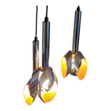 Massive Belgique three-arm waterfall pendant lamp in chrome and orange lacquer