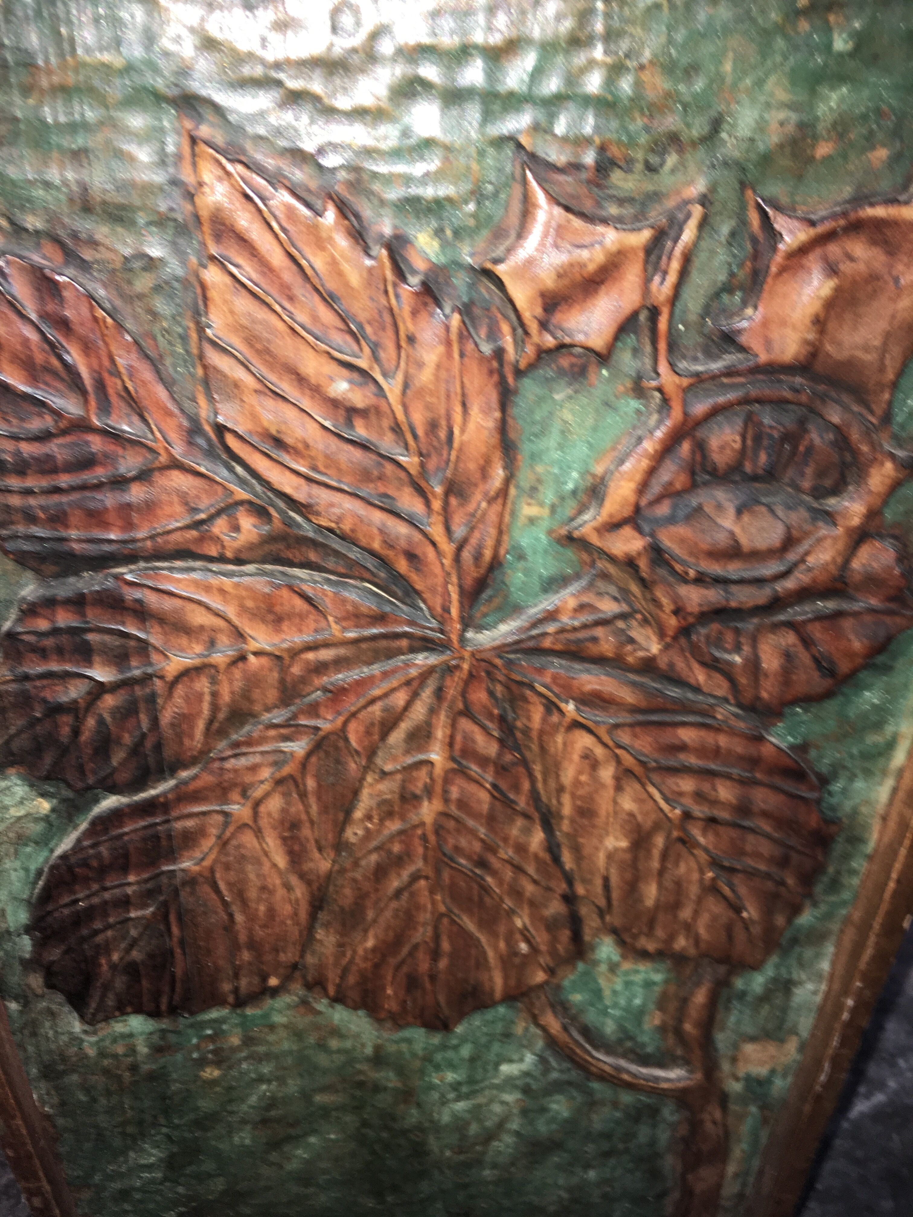 Old umbrella door art deco wooden plant motifs