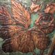 Old umbrella door art deco wooden plant motifs