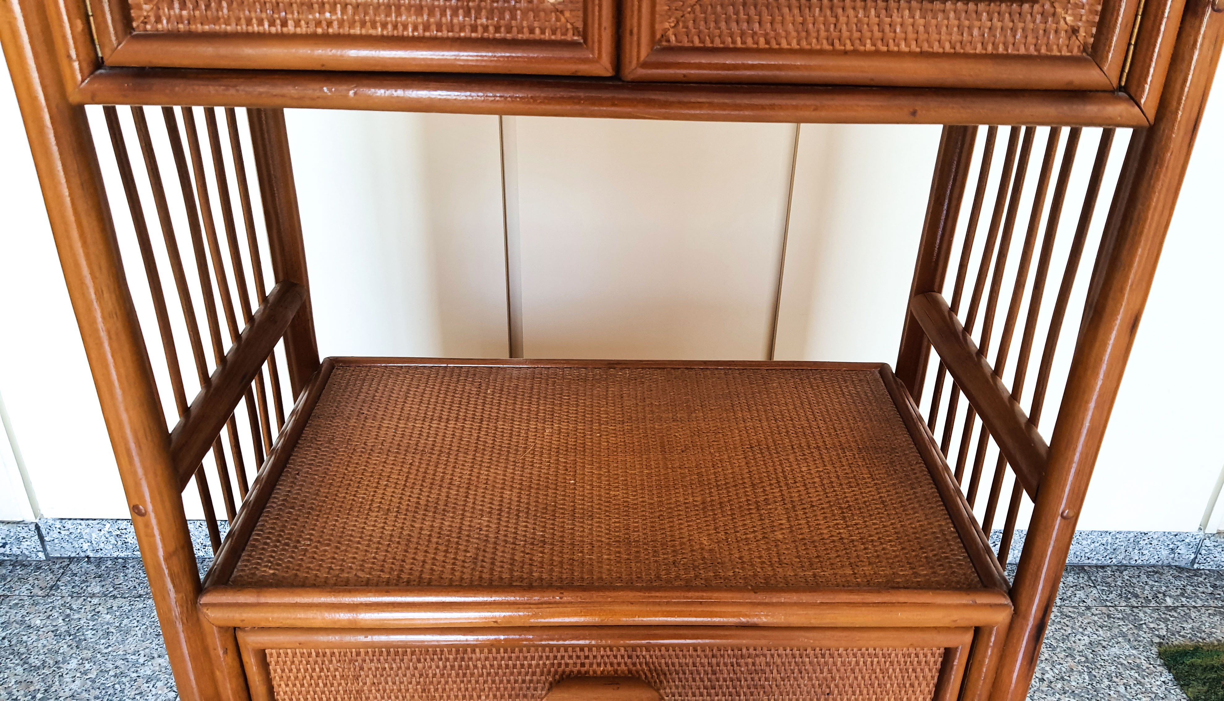 Rattan library and vintage bamboo