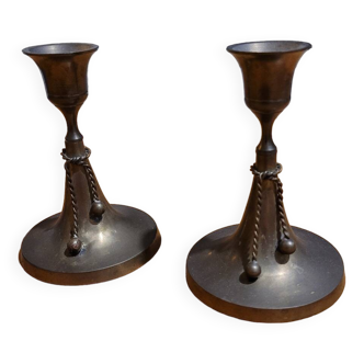 Pair of small brass candlesticks