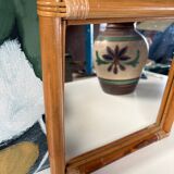Vintage square rattan mirror
