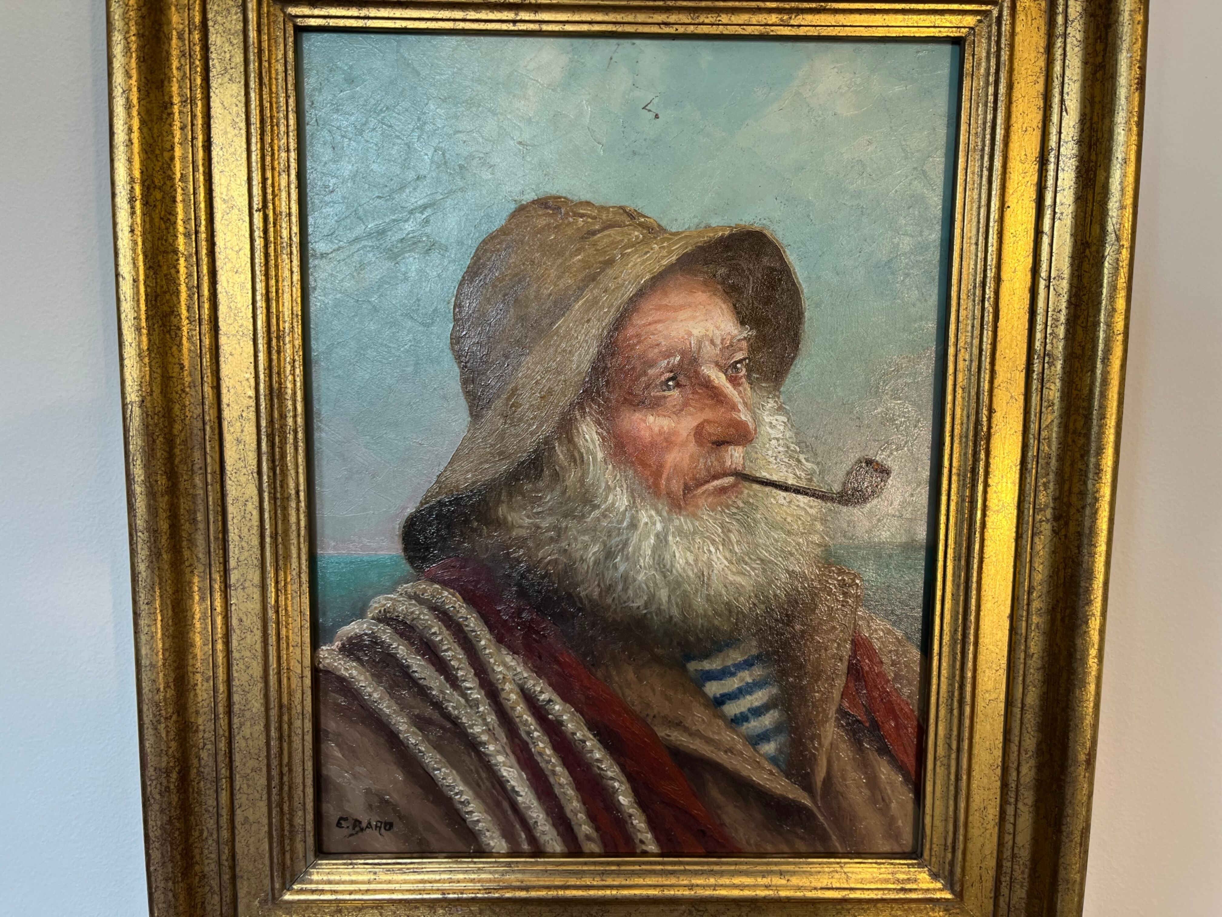 Painting signed E. Baro (Léon Noireaut), pipe sailor