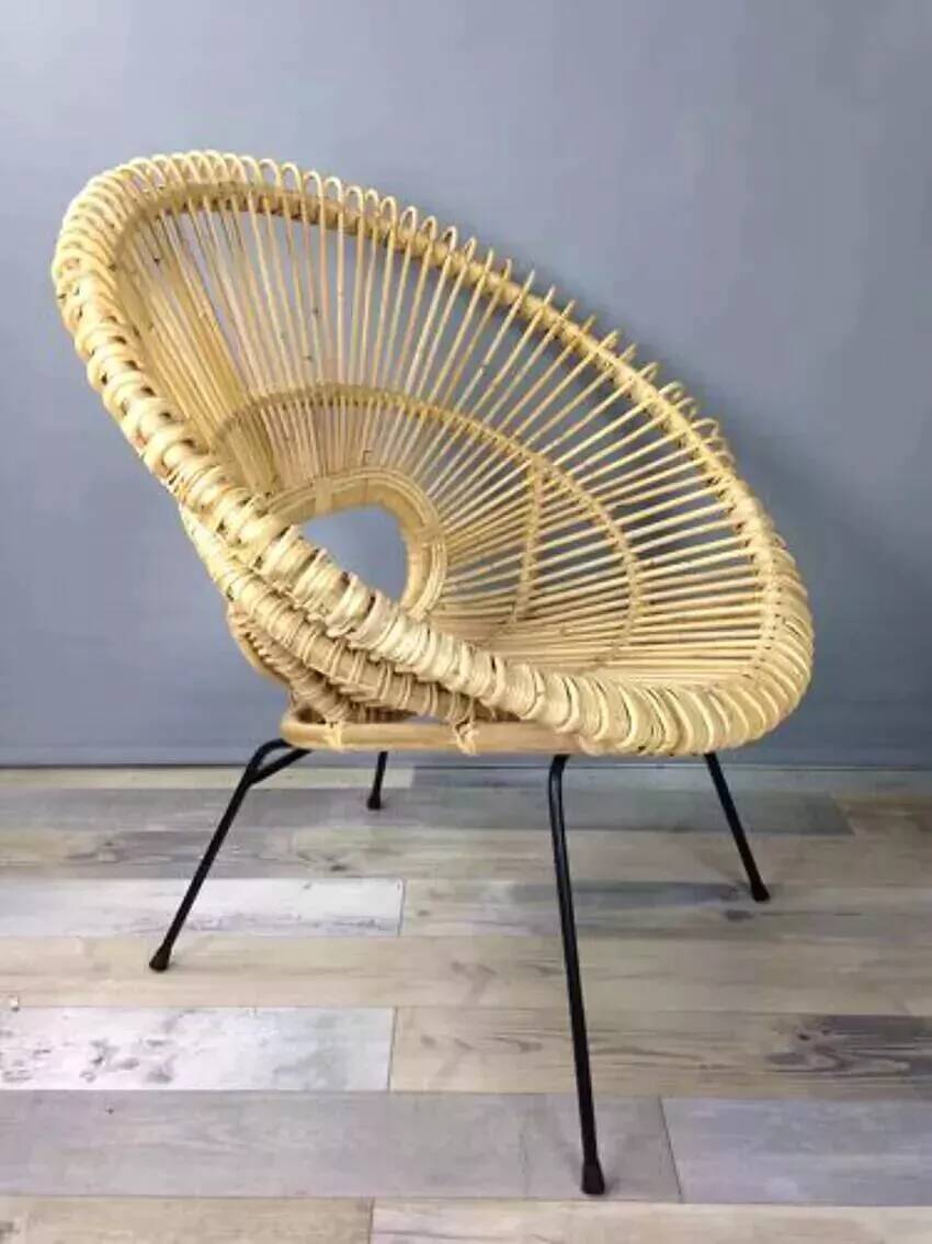 Rattan and metal armchair