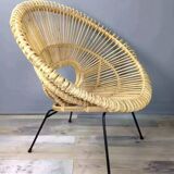 Rattan and metal armchair