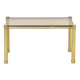 Table basse italienne du milieu du siècle en laiton tubulaire et verre fumé. Rétro.