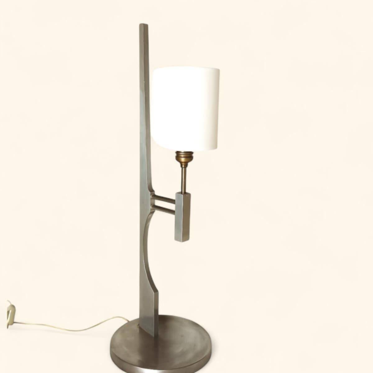 Brushed aluminium table lamp by Pierre Vandel, 1946