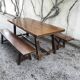 Large table and 2 benches brutalist design Olavi Hänninen
