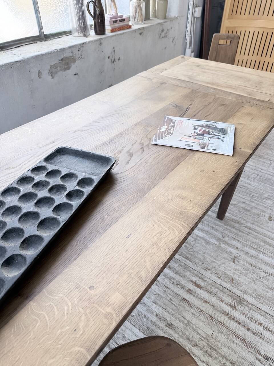 Solid oak farmhouse table with extensions (190-280cm) 1950