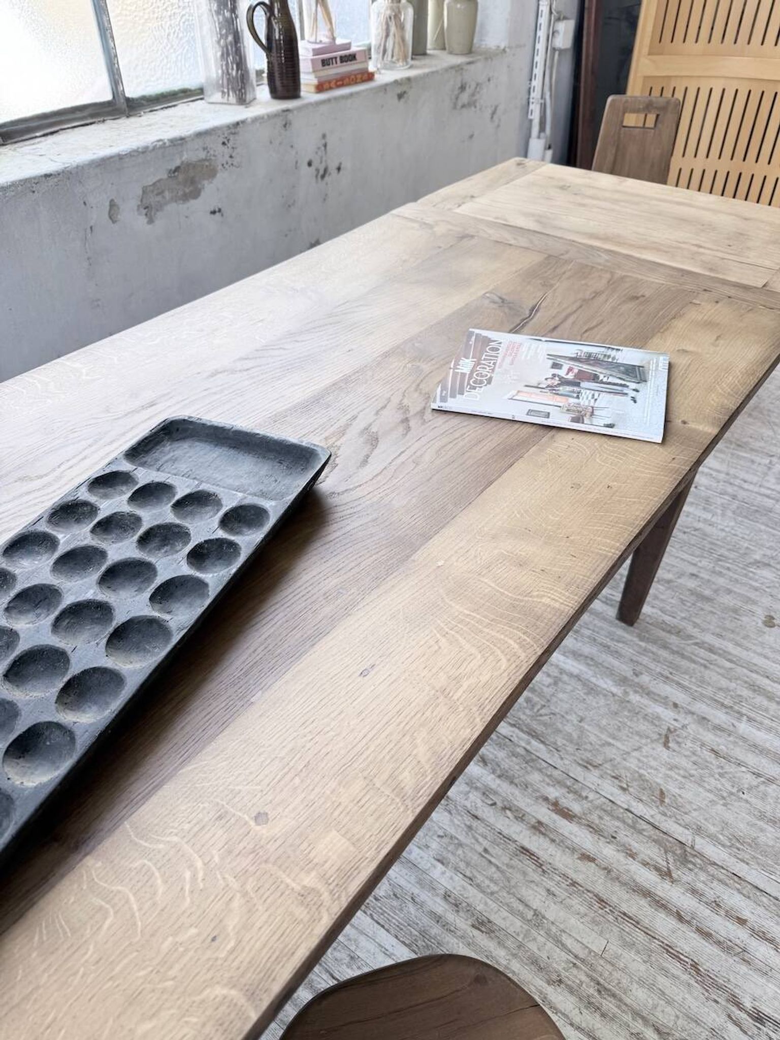 Solid oak farmhouse table with extensions (190-280cm) 1950