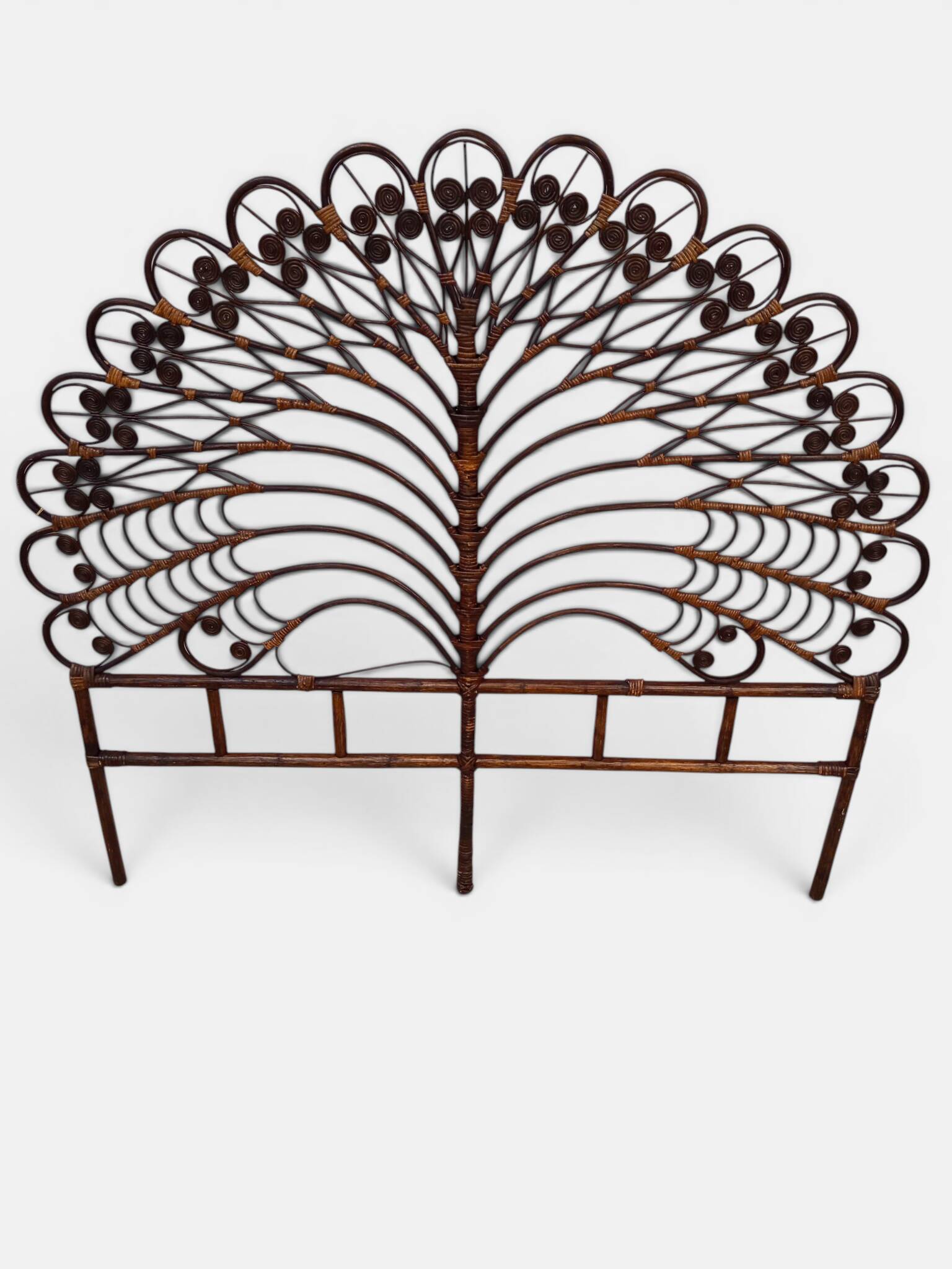 Large "Peacock" rattan headboard – Peacock model – France, 1970s