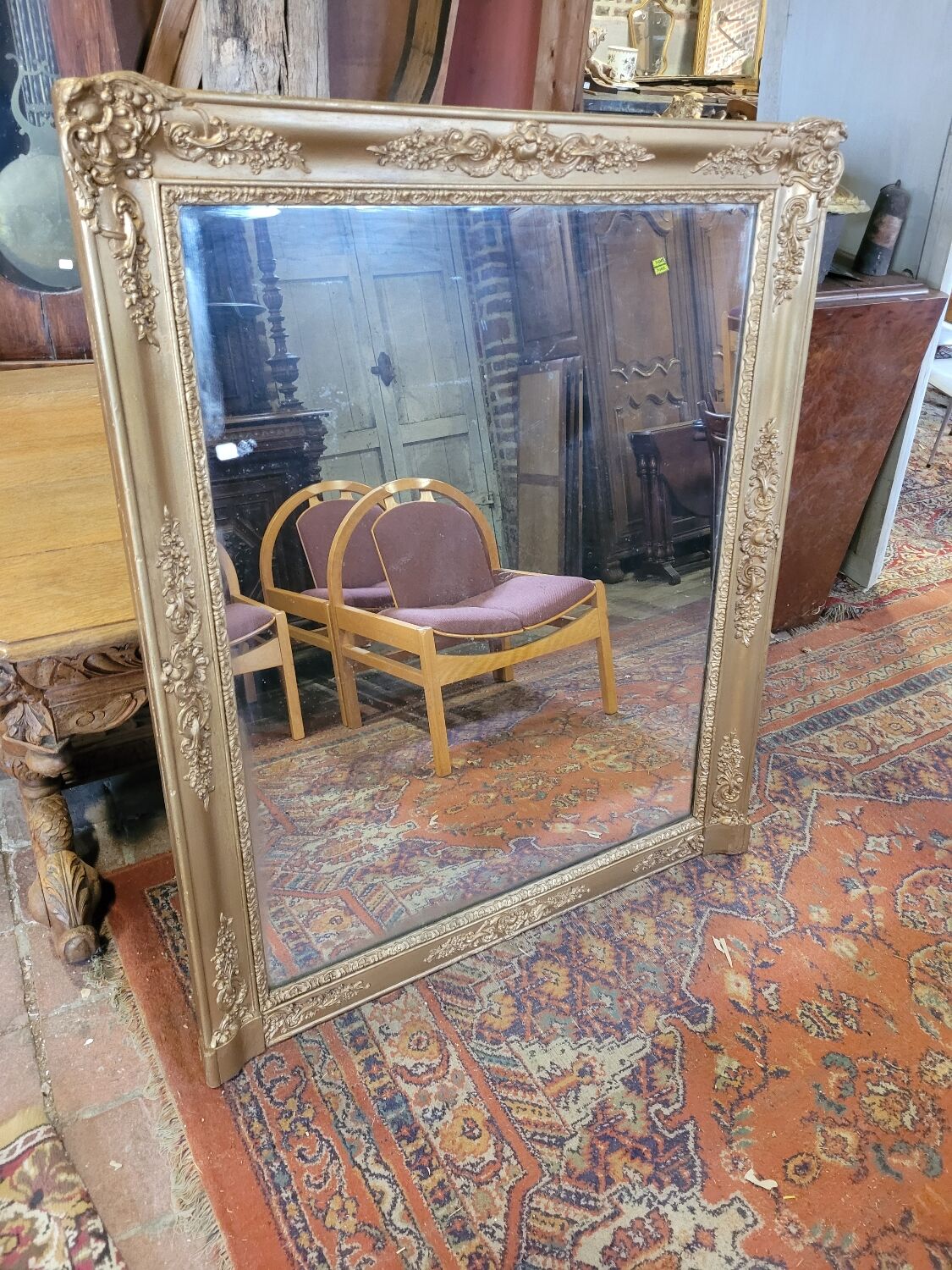 Golden mirror xixth period restoration 132×110cms
