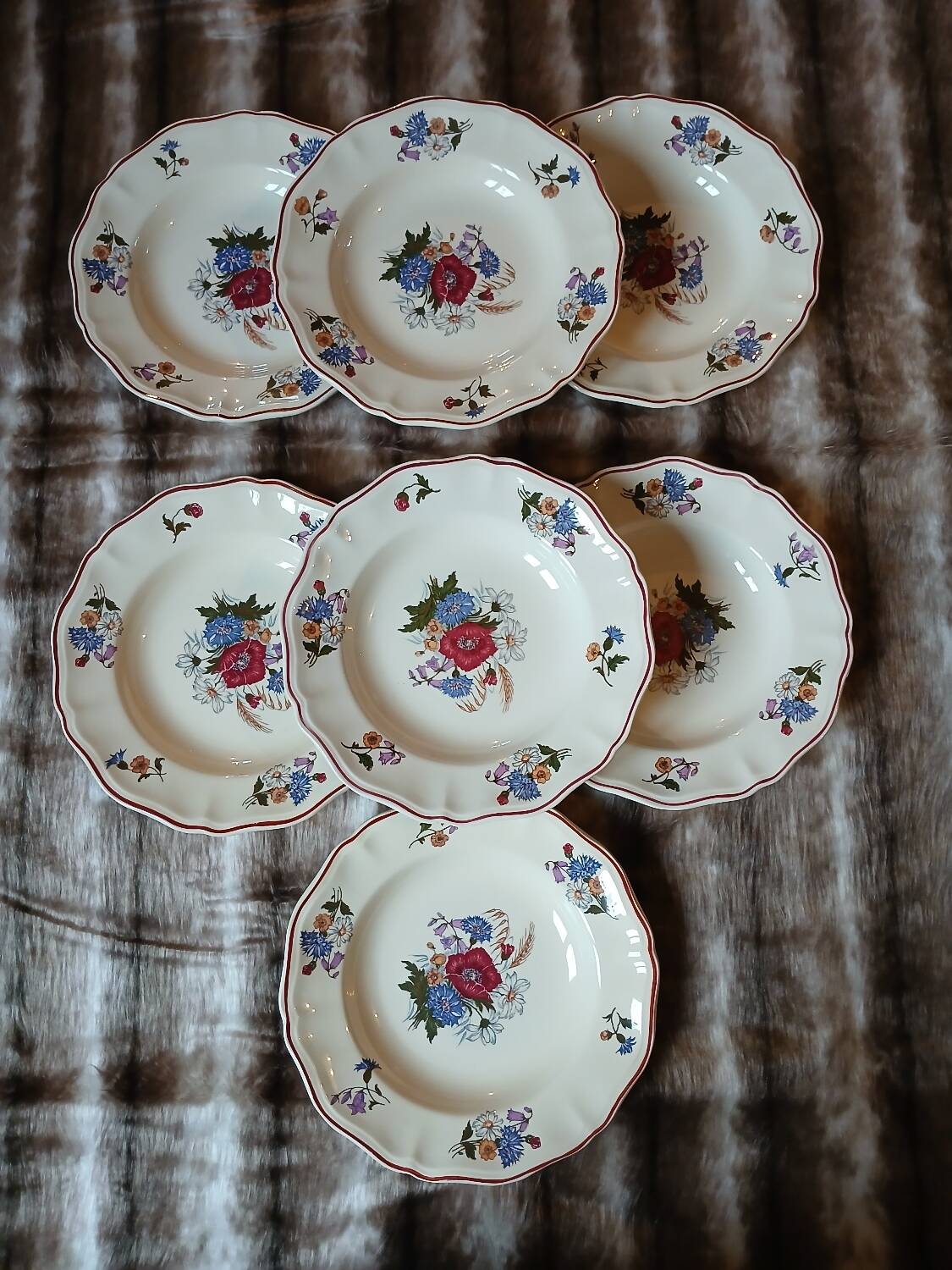 7 antique deep plates from Digoin and Sarreguemines