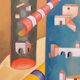 Peinture abstraite, cubisme, franco balleri huile sur toile 'le case alte'