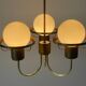 Suspended lamp with 3 glass balls and brass frame, Germany, 1960s