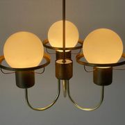 Suspended lamp with 3 glass balls and brass frame, Germany, 1960s