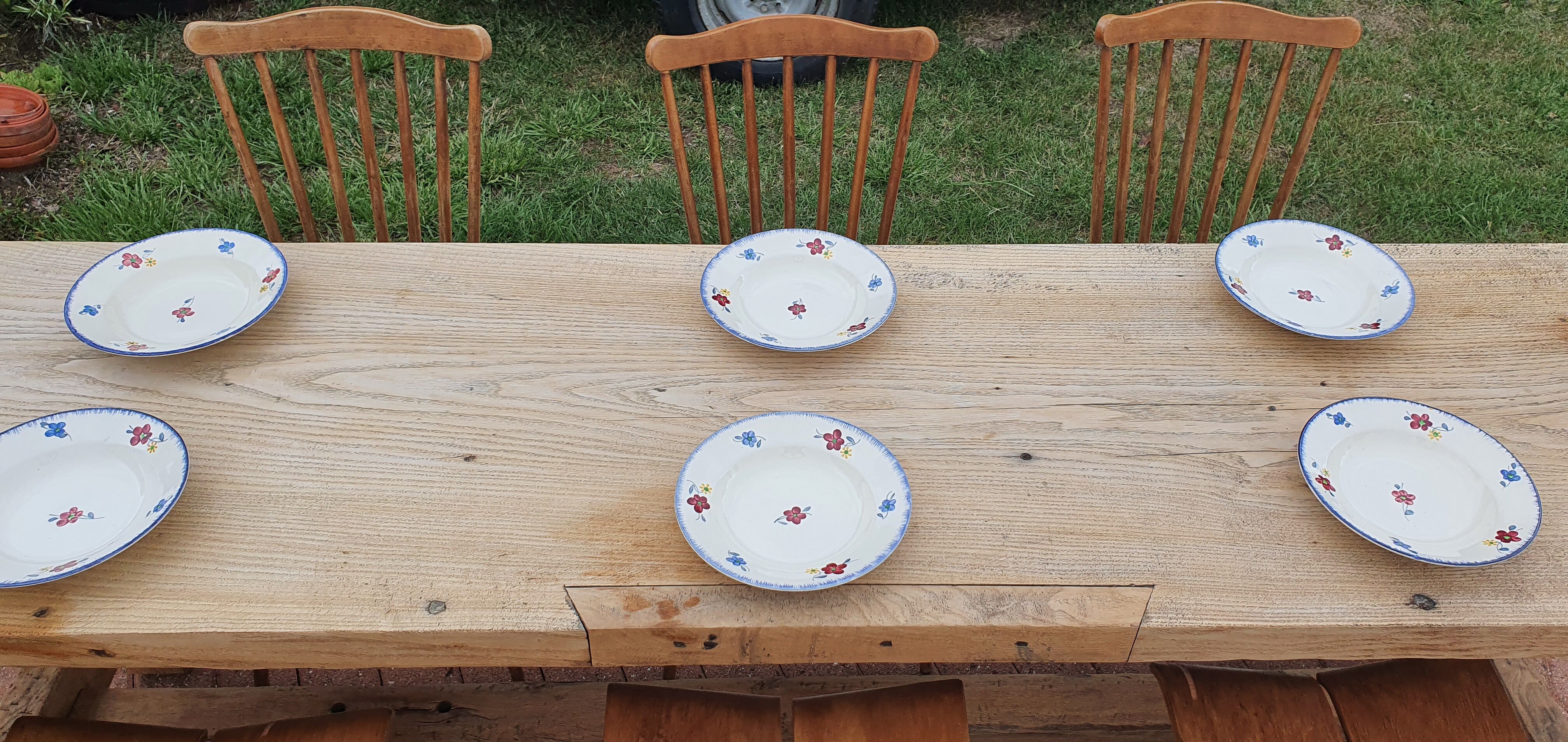 Loom table in solid oak 240 x 58 cm. 1920.