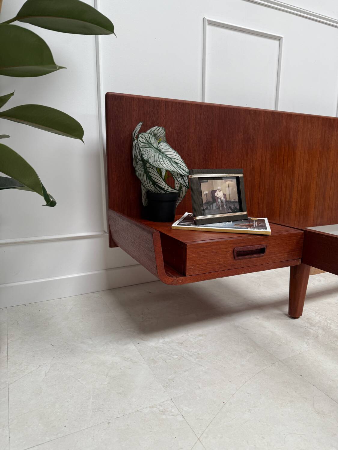 Scandinavian double teak bed