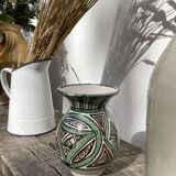 Small green ceramic vase 1960 signed Punter