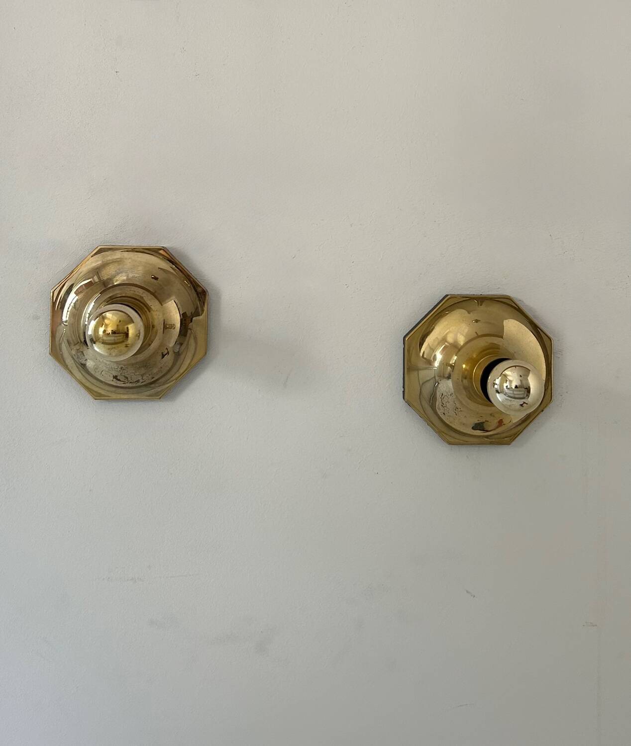 Pair of vintage brass sconces by Motoko Ishii for Staff Leucthen, 1970s