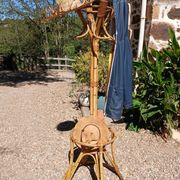 Vintage coat rack in bamboo and rattan
