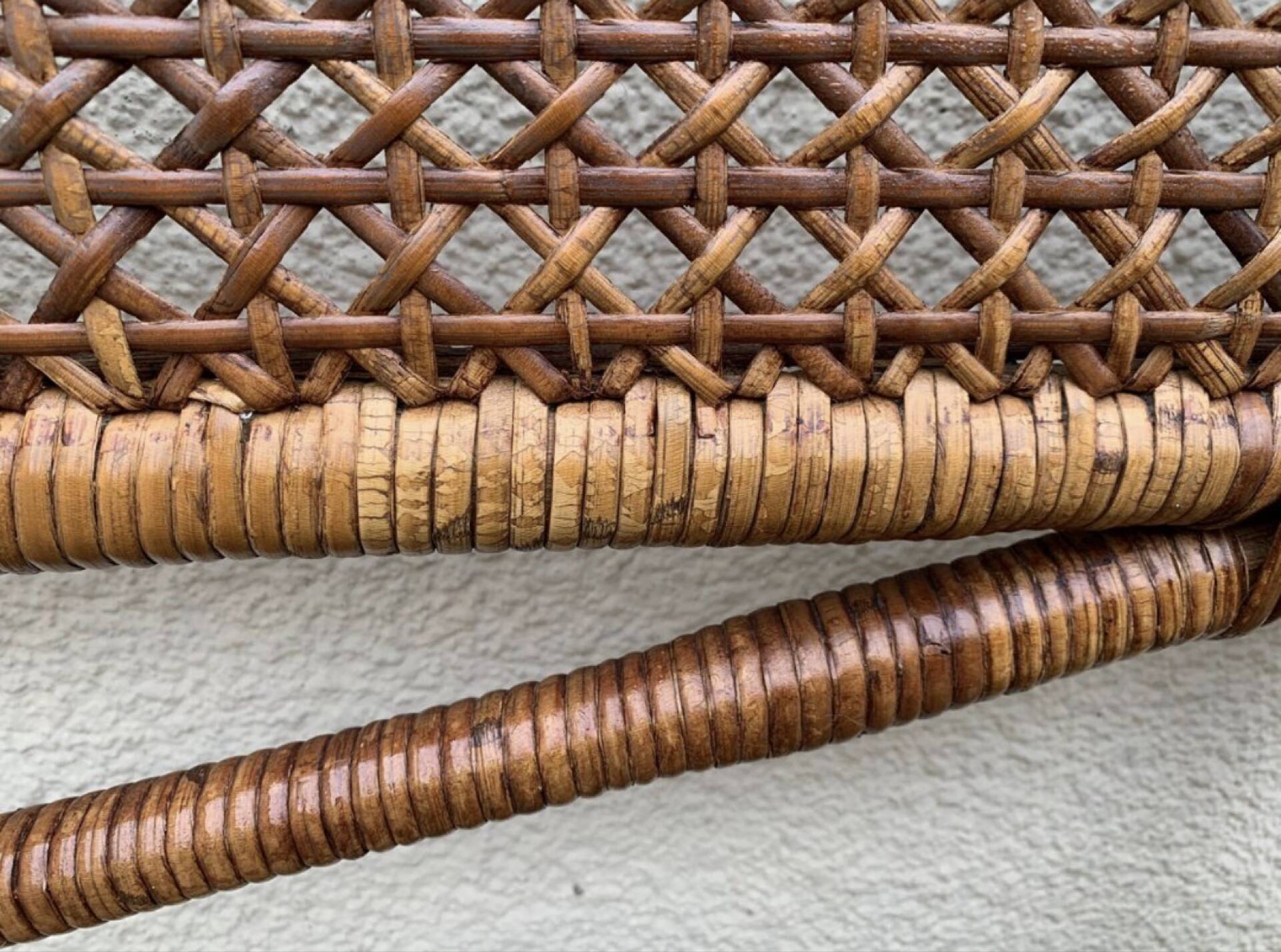 Large vintage headboard in woven rattan fan / Peacock 180cm