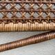 Large vintage headboard in woven rattan fan / Peacock 180cm
