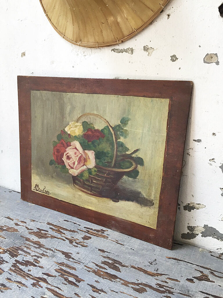 Painting flowers old oil