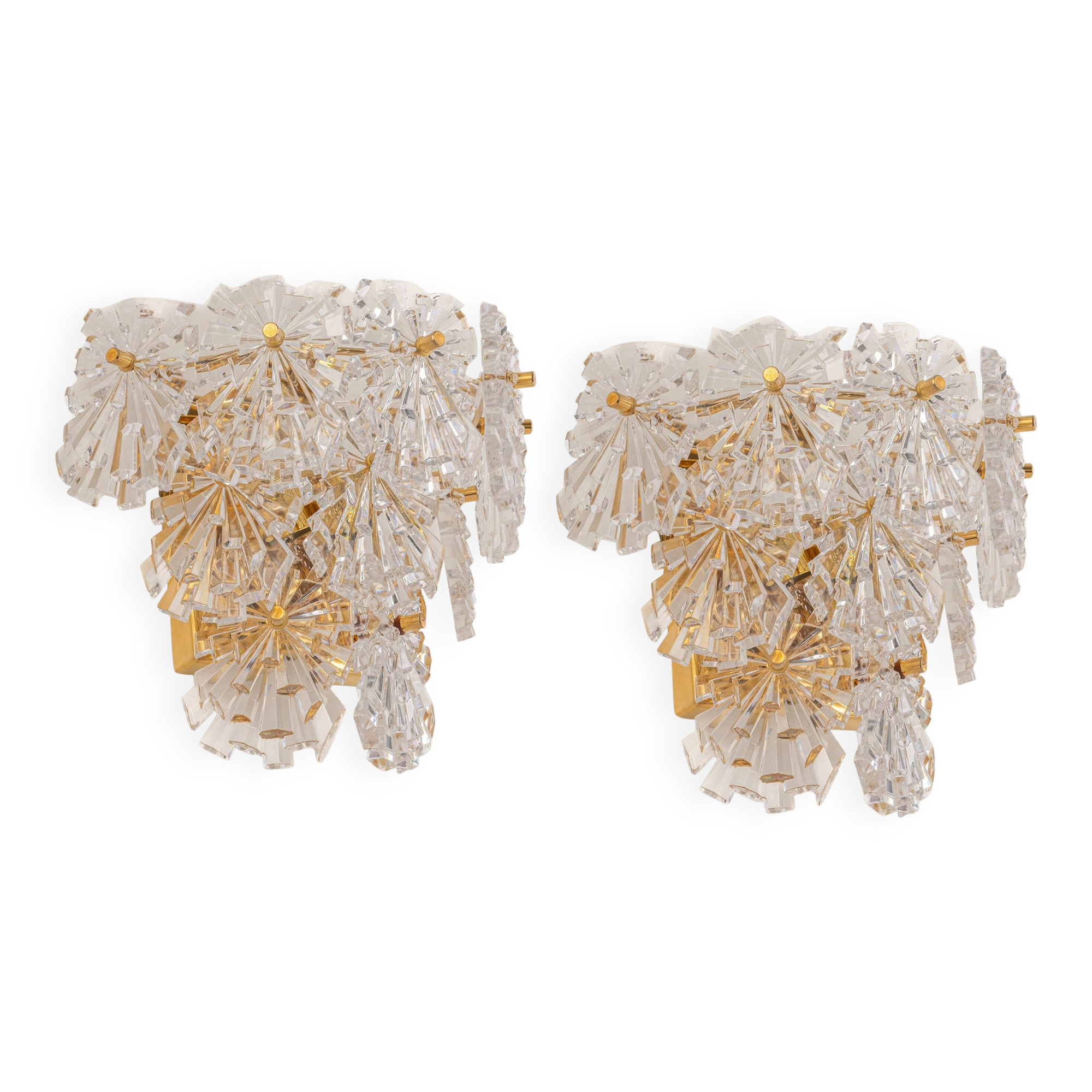 pair of crystal wall lights by Kinkeldey, Germany, 1970s.