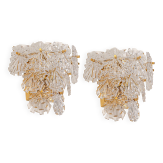 pair of crystal wall lights by Kinkeldey, Germany, 1970s.