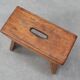 Rustic Pine Stool with Cut-Out Trestle Legs, Sweden, circa 1920