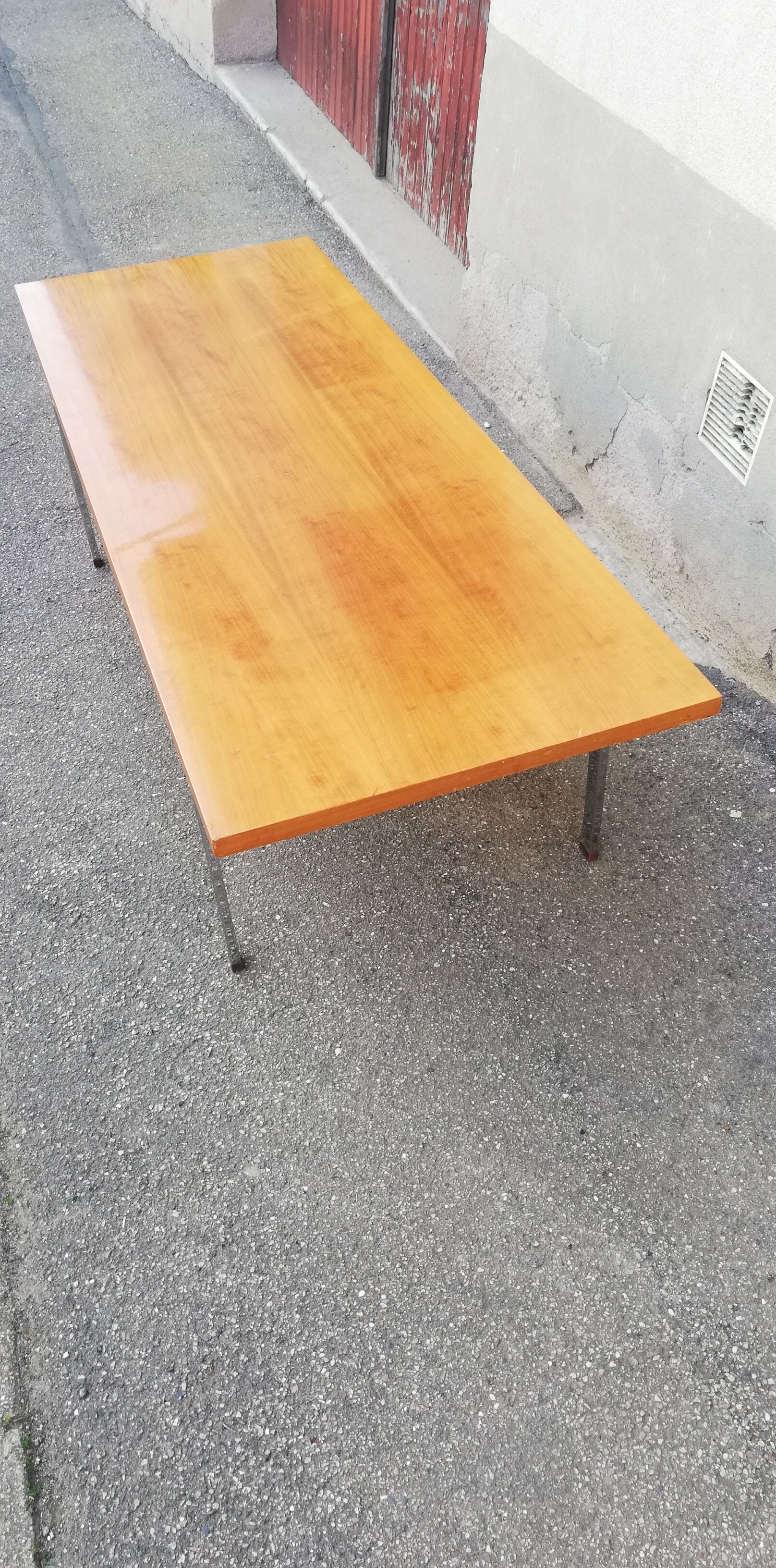 Vintage walnut and chrome coffee table