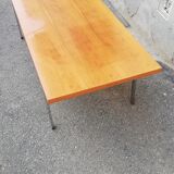 Vintage walnut and chrome coffee table