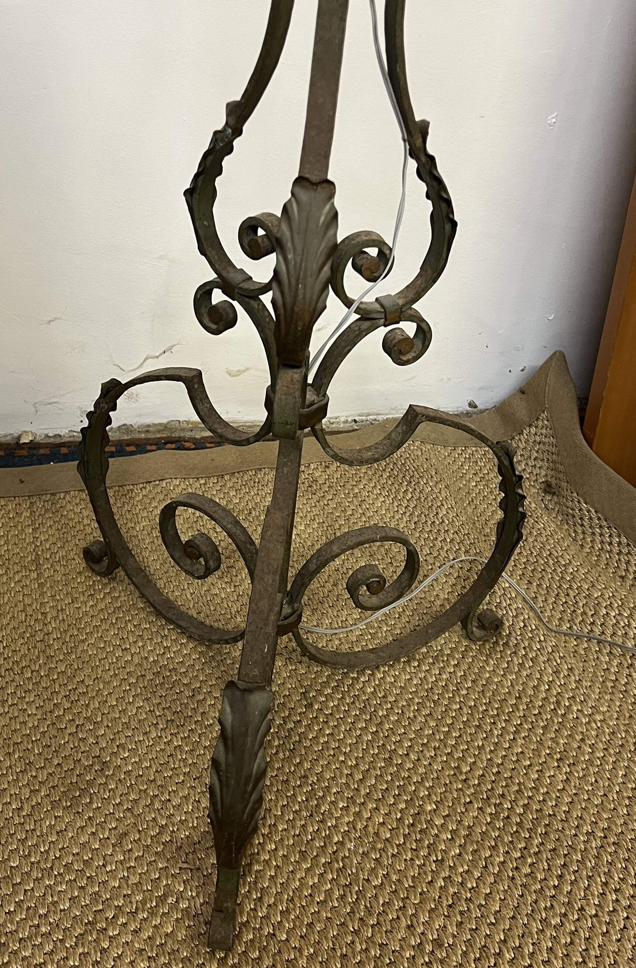 Art Deco wrought iron floor lamp base from the 1940s