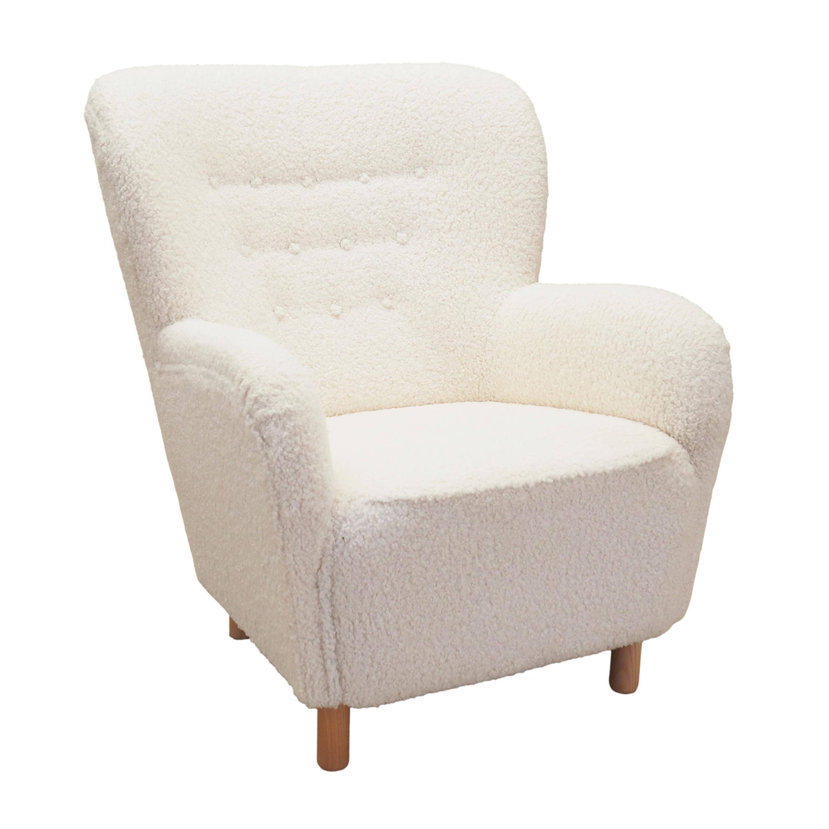 White armchair, Scandinavian design, production: Denmark