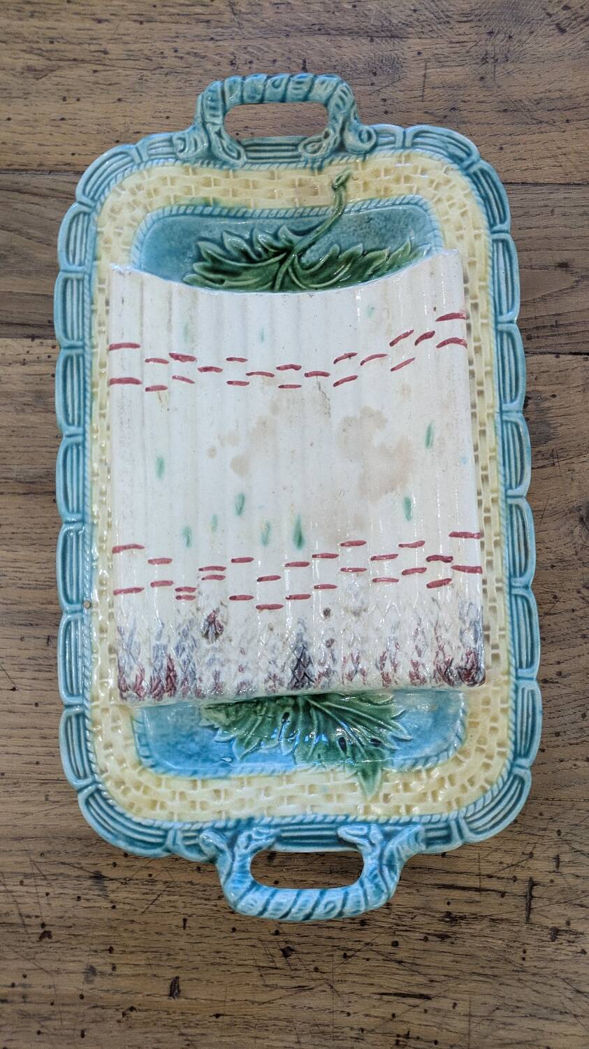 19th century majolica asparagus dish