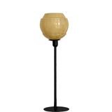 Table lamp with an old vintage glass lampshade, between gold and camel