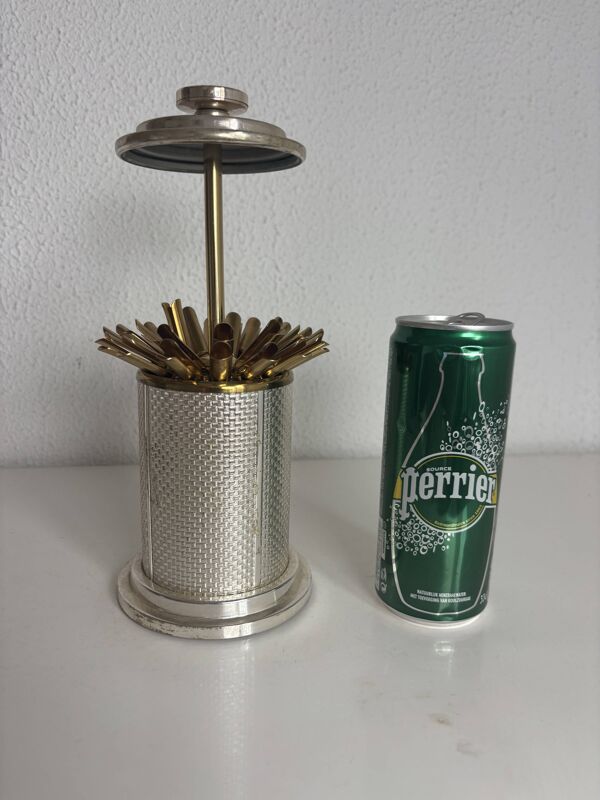 Porte-cigarettes vintage 1960 distributeur argenté et doré boîte - 15 x 10