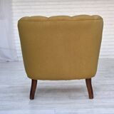 1960s, pair of Danish armchairs, green furniture wool, ash wood legs.