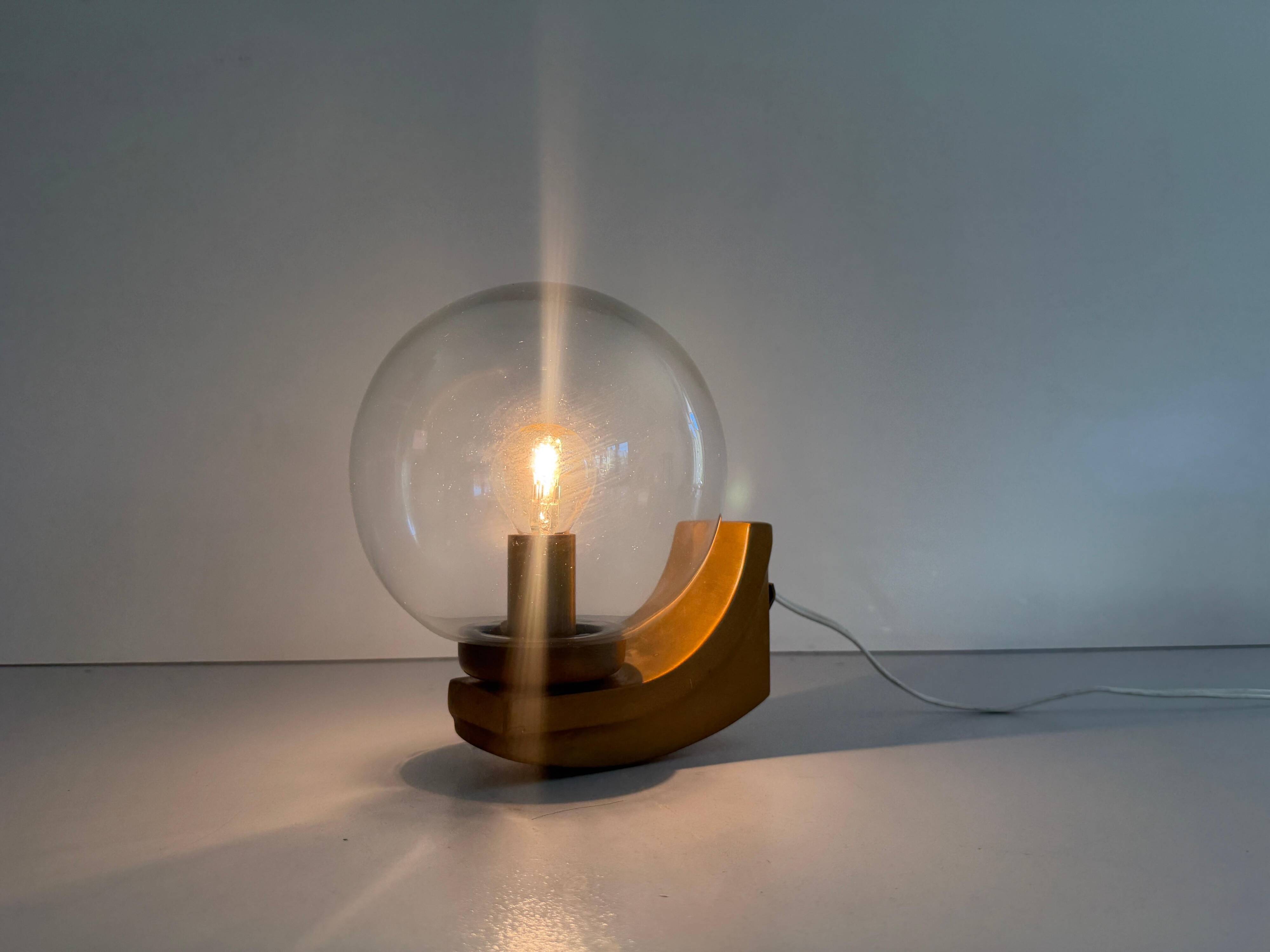 Simple glass and brass wall light from the mid-century, 1960, Germany.